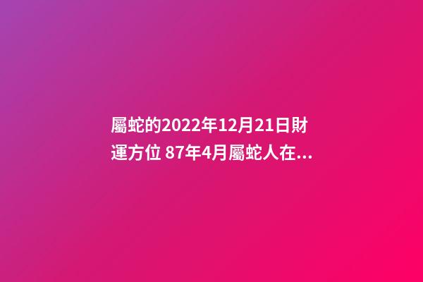 屬蛇的2022年12月21日財運方位 87年4月屬蛇人在2022年運勢-第1張-觀點-玄機派